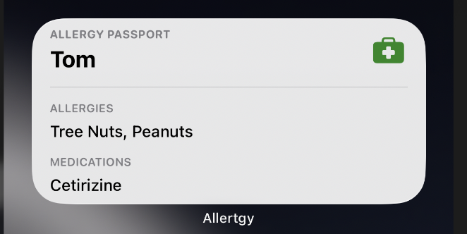 AllergyReady widget preview